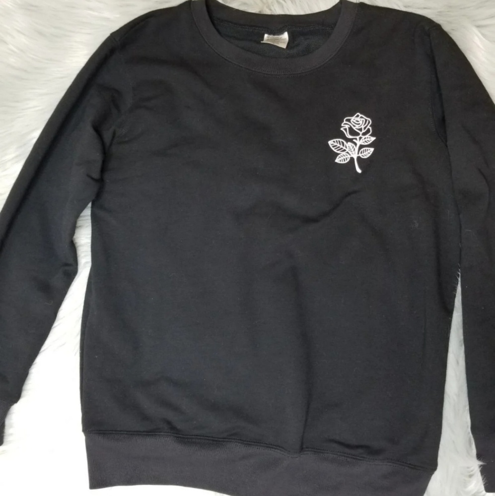 Shein White Rose Sweatshirt